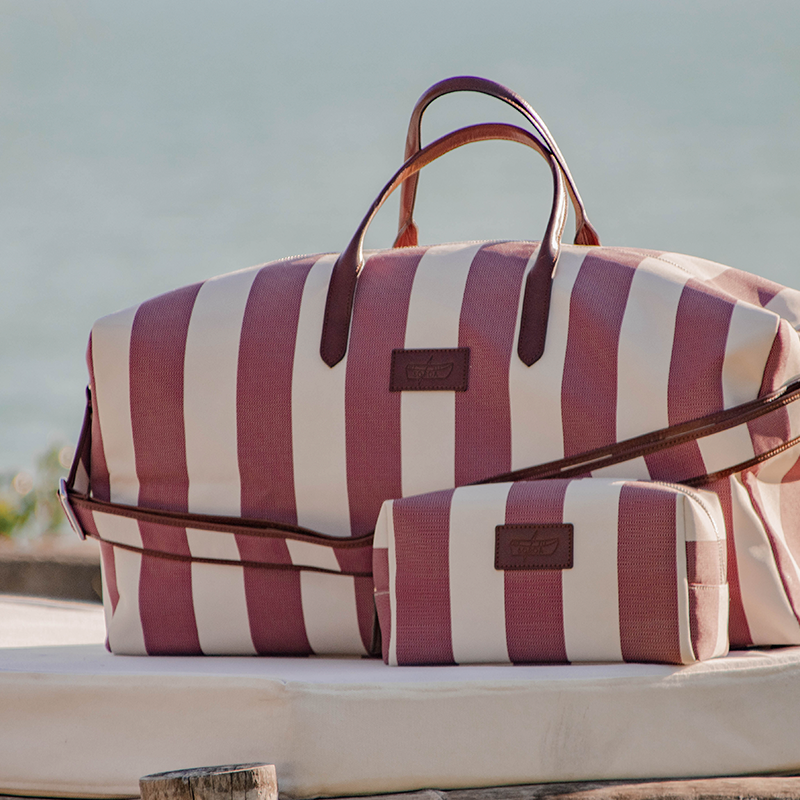 BOLSA + NECESER ALISA GRANATE/BLANCA